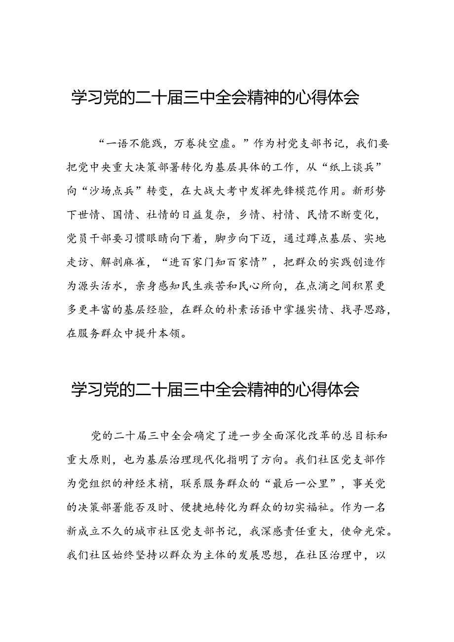 村支部书记学习党的二十三中全会精神的心得体会三十六篇.docx_第1页