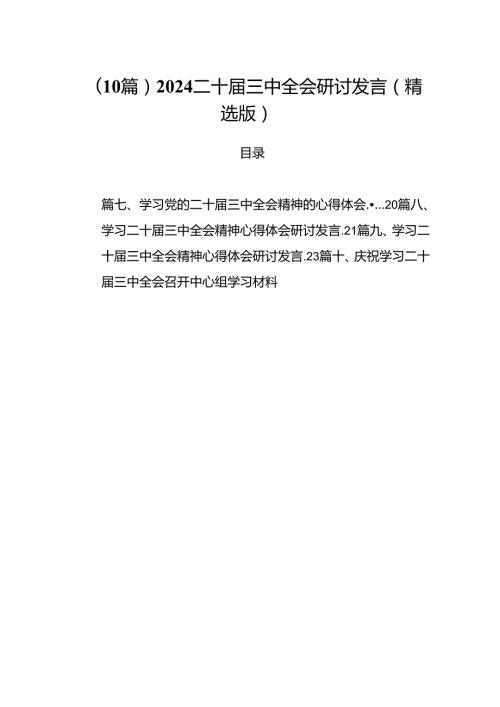（10篇）2024二十三中全会研讨发言（精选版）.docx