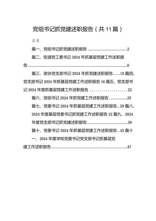 2024党组书记抓党建述职报告11篇（精选版）.docx