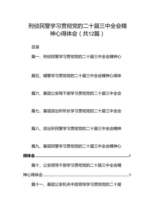 刑侦民警学习贯彻党的二十三中全会精神心得体会12篇（精选）.docx