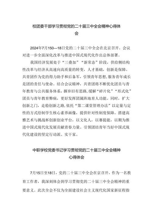 校团委干部学习贯彻党的二十三中全会精神心得体会5篇（精选版）.docx