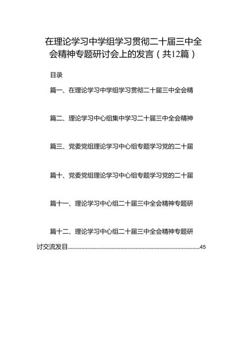 在理论学习中学组学习贯彻二十三中全会精神专题研讨会上的发言（共12篇）.docx