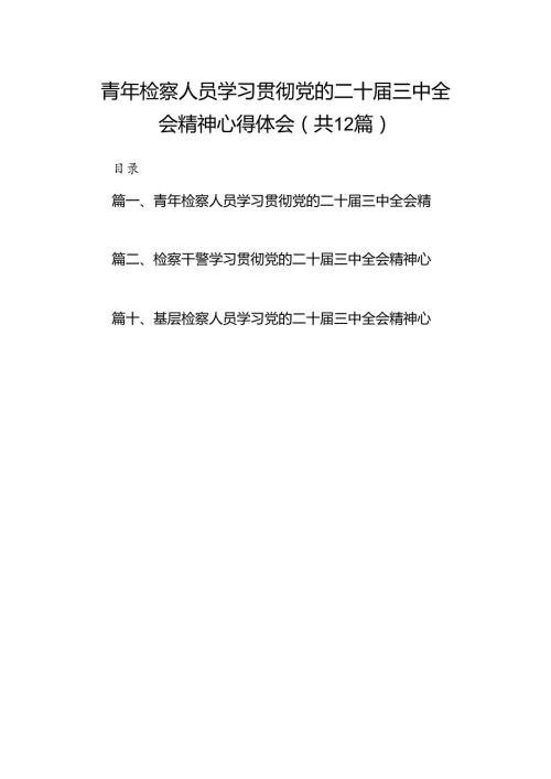 青年检察人员学习贯彻党的二十三中全会精神心得体会12篇（最新版）.docx