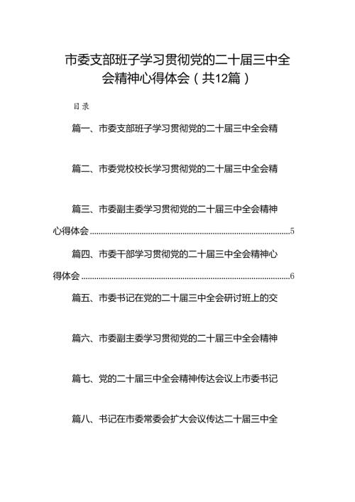 市委支部班子学习贯彻党的二十三中全会精神心得体会（共12篇）.docx
