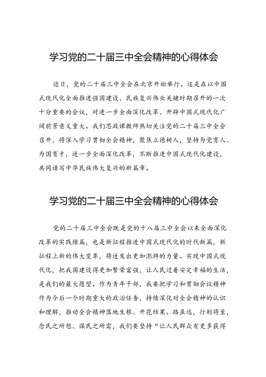 学习党的二十三中全会精神的心得感悟简短发言四十篇.docx_第1页