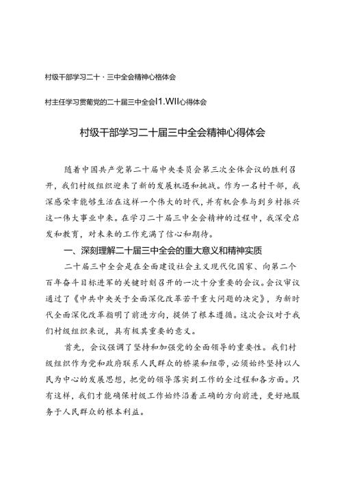 村级干部、村主任学习二十三中全会精神心得体会.docx