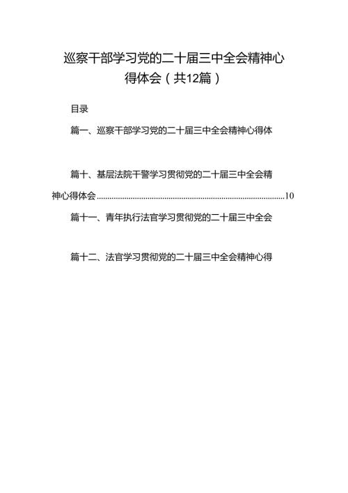 巡察干部学习党的二十三中全会精神心得体会12篇（精选）.docx