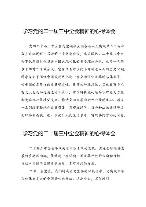 党员干部学习中国共产党第二十中央委员会第三次全体会议精神心得体会汇编四十四篇.docx