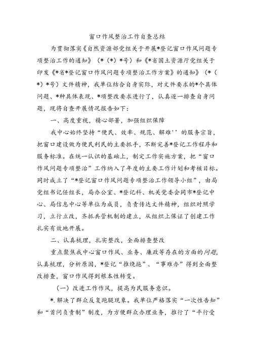 窗口作风整治工作自查总结.docx