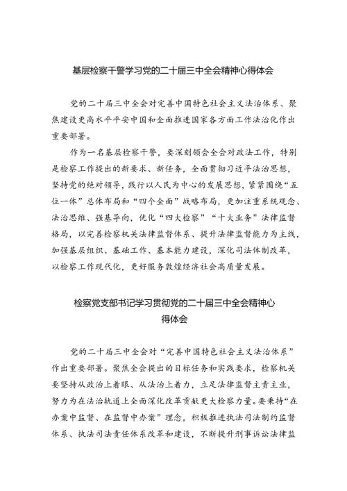 基层检察干警学习党的二十三中全会精神心得体会8篇（最新版）.docx