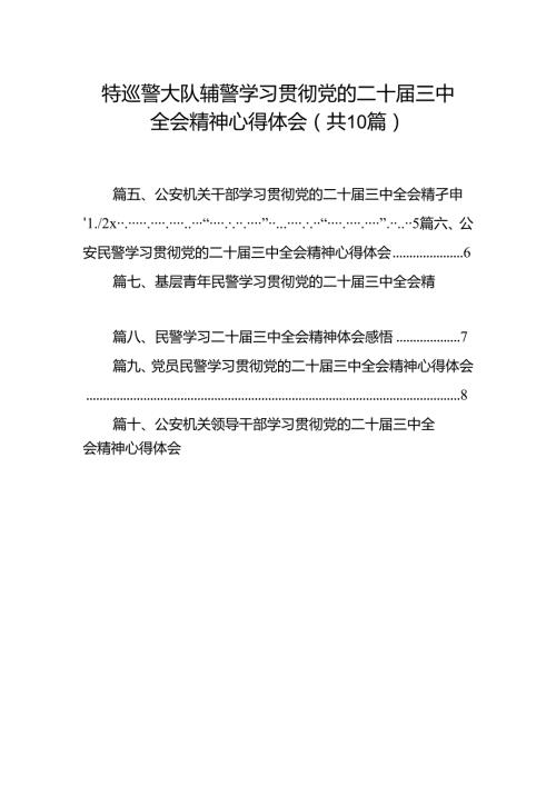 特巡警大队辅警学习贯彻党的二十三中全会精神心得体会（共10篇）.docx
