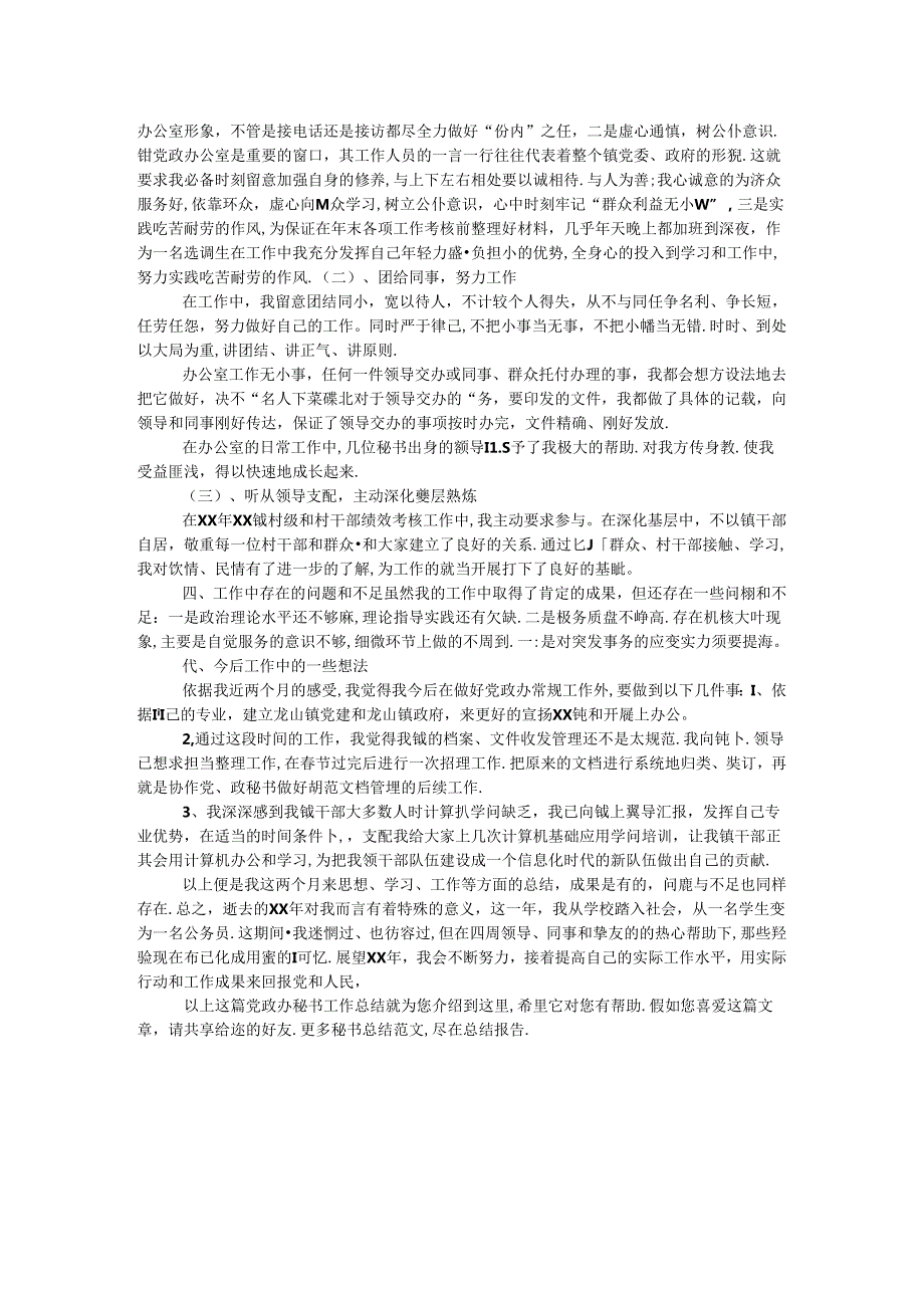 党政办秘书工作总结.docx_第2页