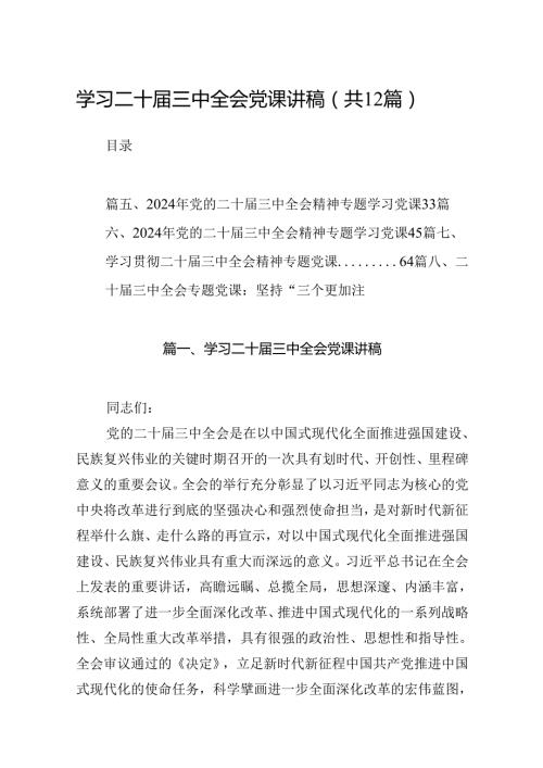 （12篇）学习二十三中全会党课讲稿集合.docx