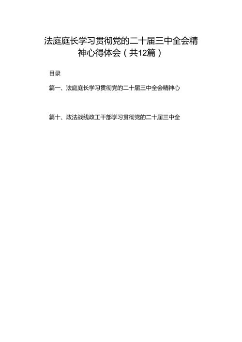 法庭庭长学习贯彻党的二十三中全会精神心得体会12篇供参考.docx