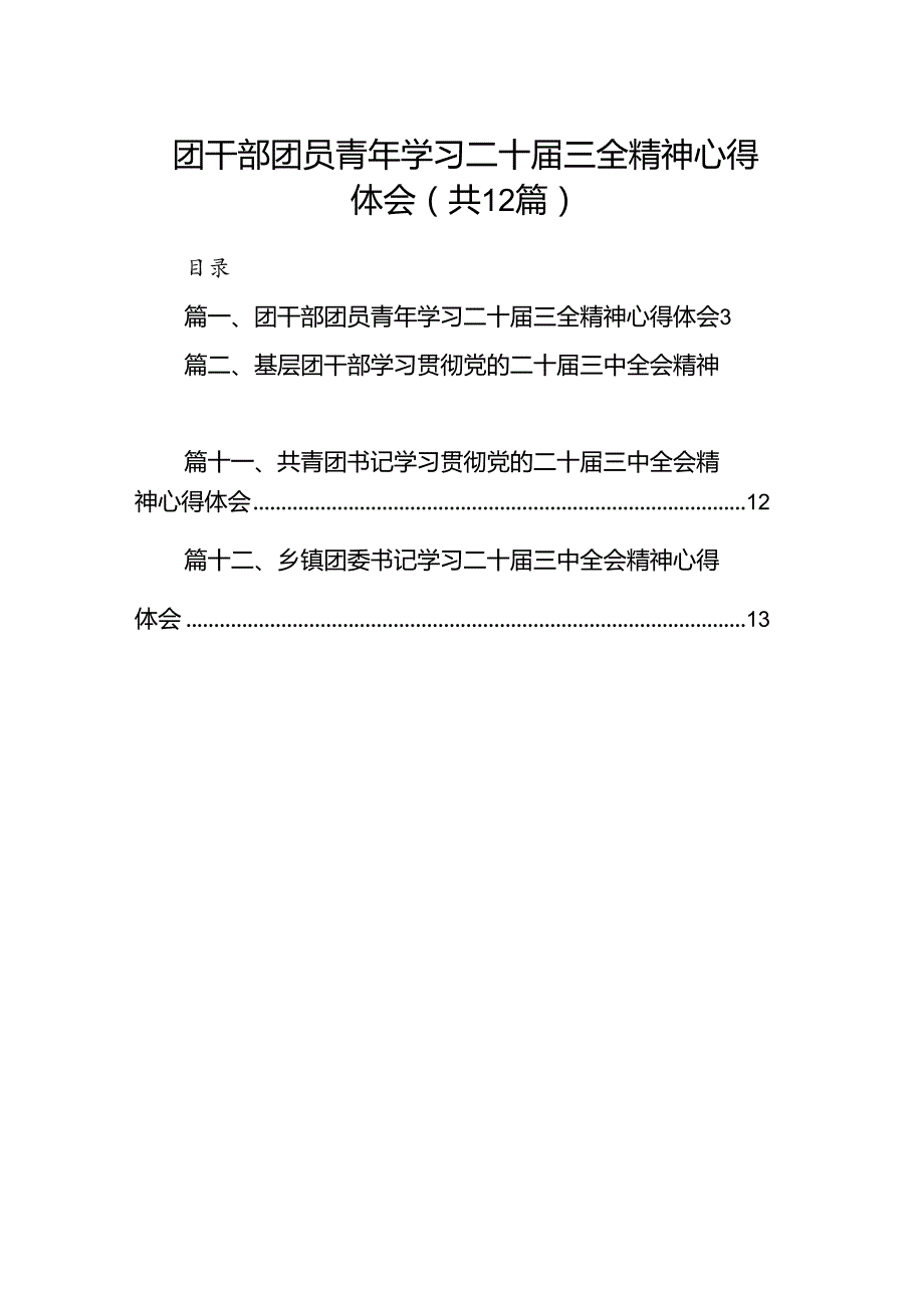 团干部团员青年学习二十三全精神心得体会 （汇编12份）.docx_第1页