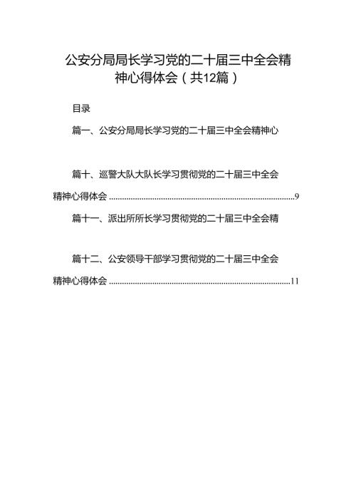 公安分局局长学习党的二十三中全会精神心得体会12篇（详细版）.docx