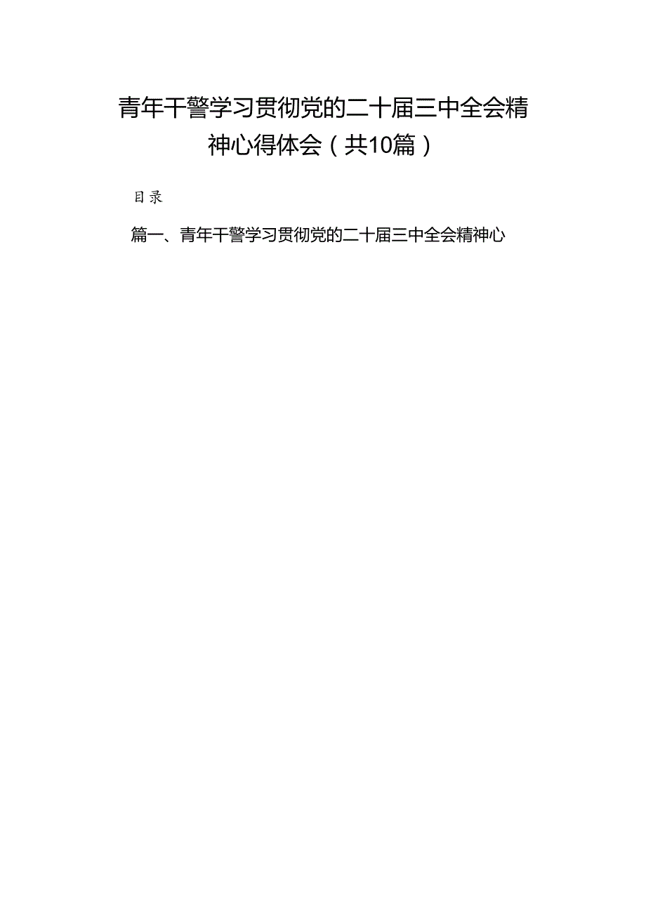 青年干警学习贯彻党的二十三中全会精神心得体会10篇（详细版）.docx_第1页
