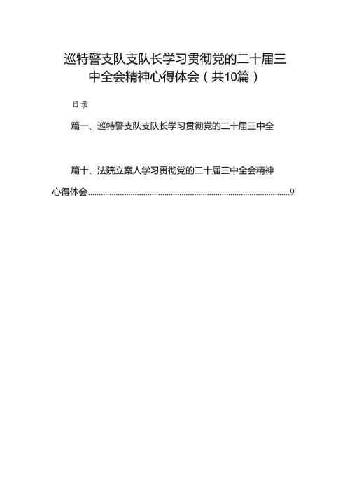 巡特警支队支队长学习贯彻党的二十三中全会精神心得体会（共10篇）.docx