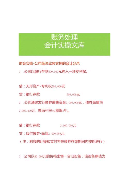 财会实操公司经济业务实例的会计分录.docx