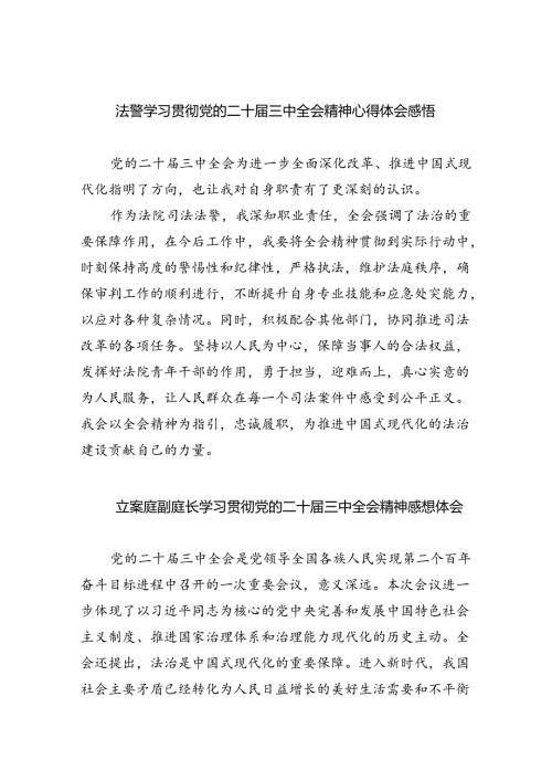 法警学习贯彻党的二十三中全会精神心得体会感悟5篇（精选版）(1).docx