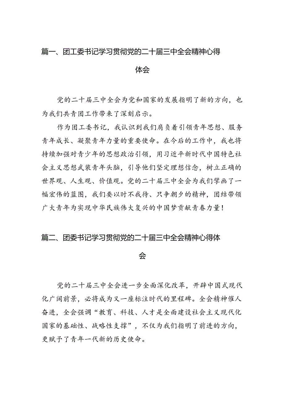 团工委书记学习贯彻党的二十三中全会精神心得体会12篇（精选）.docx_第2页
