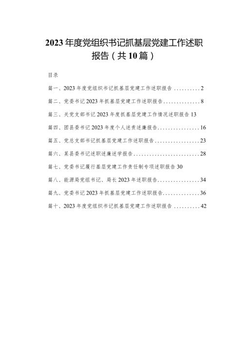 2024党组织书记抓基层党建工作述职报告（共10篇）.docx