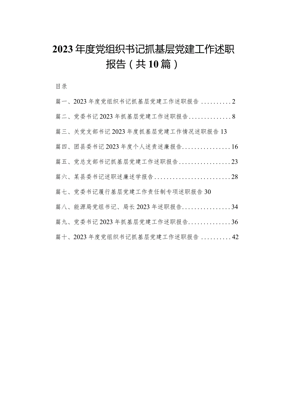 2024党组织书记抓基层党建工作述职报告（共10篇）.docx_第1页