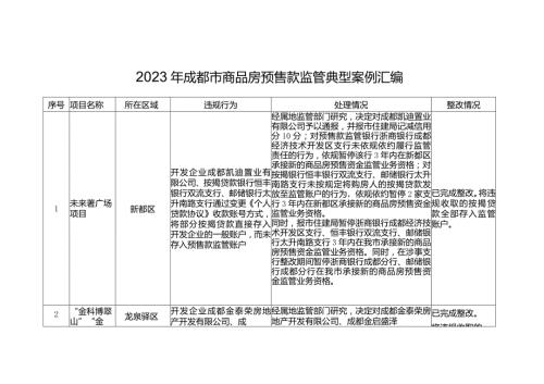 2023年成都市商品房预售款监管典型案例汇编.docx