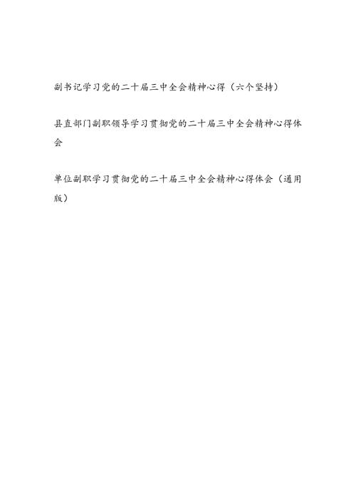 单位副职领导副书记学习党的二十三中全会精神心得体会研讨发言3篇.docx