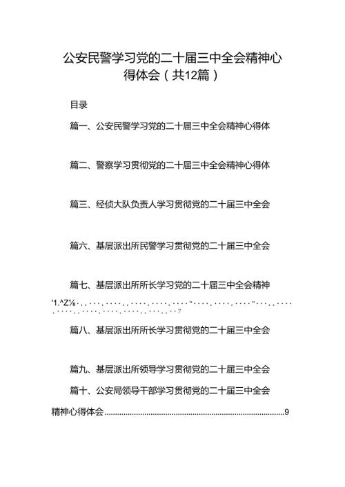 公安民警学习党的二十三中全会精神心得体会范文12篇（详细版）.docx