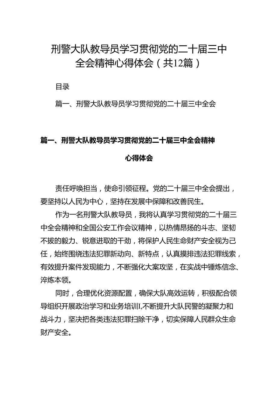 刑警大队教导员学习贯彻党的二十三中全会精神心得体会（共12篇）.docx_第1页
