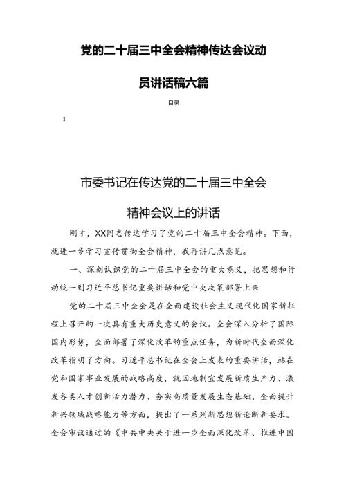党的二十三中全会精神传达会议动员讲话稿六篇.docx