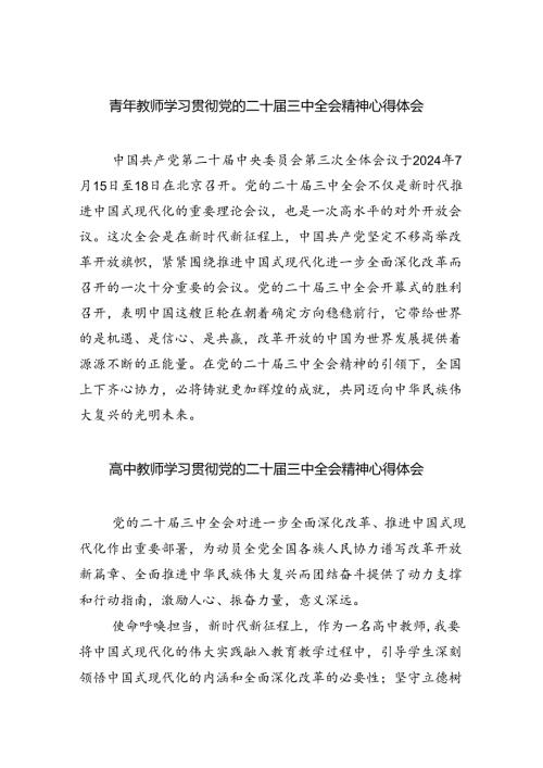 青年教师学习贯彻党的二十三中全会精神心得体会（共五篇）.docx