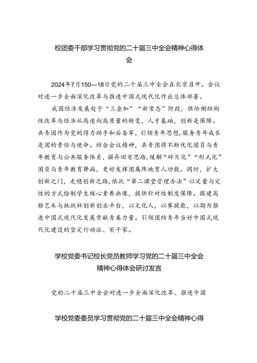 校团委干部学习贯彻党的二十三中全会精神心得体会8篇（精选版）.docx