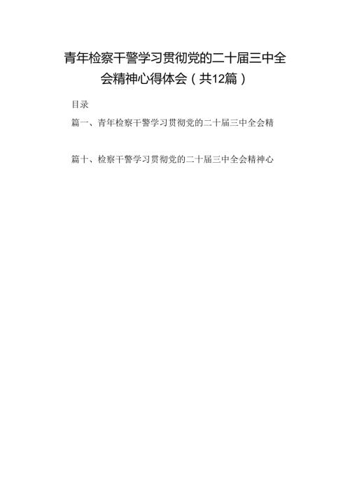 青年检察干警学习贯彻党的二十三中全会精神心得体会12篇（精选）.docx