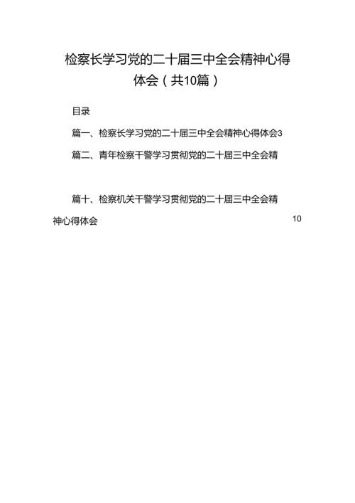 检察长学习党的二十三中全会精神心得体会十篇（精选）.docx