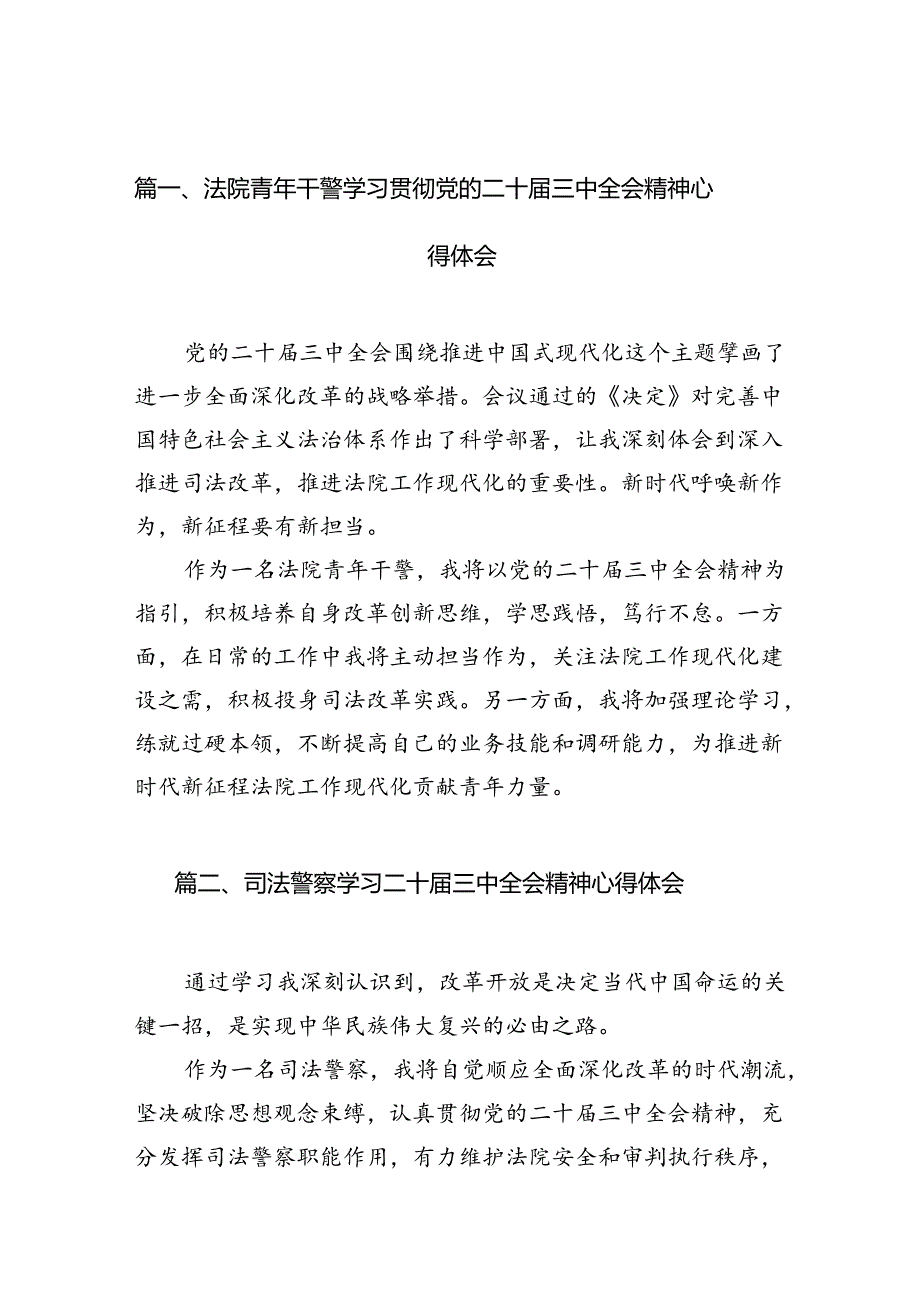 法院青年干警学习贯彻党的二十三中全会精神心得体会（共10篇）.docx_第2页