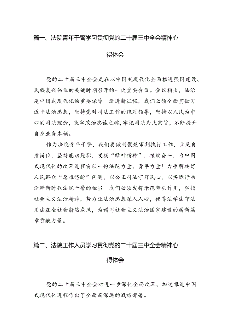 法院青年干警学习贯彻党的二十三中全会精神心得体会10篇（详细版）.docx_第2页