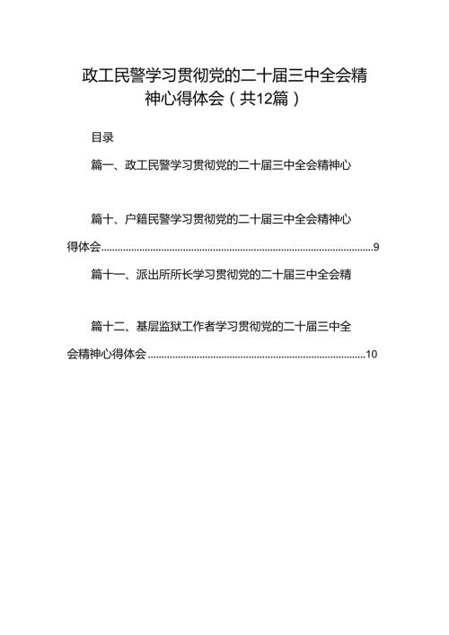 政工民警学习贯彻党的二十三中全会精神心得体会12篇（精选）.docx