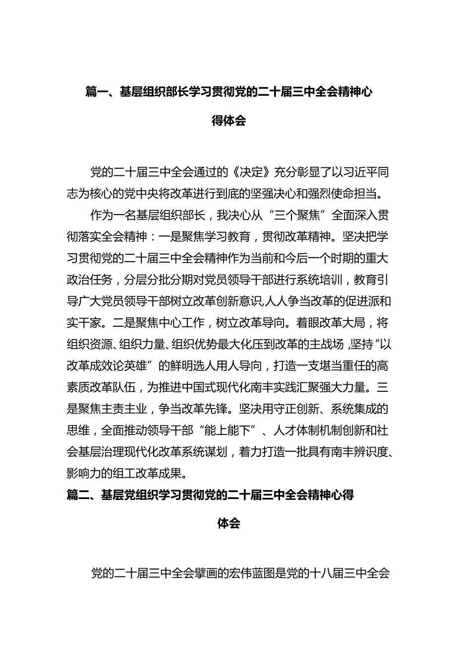 基层组织部长学习贯彻党的二十三中全会精神心得体会（共10篇）.docx_第2页