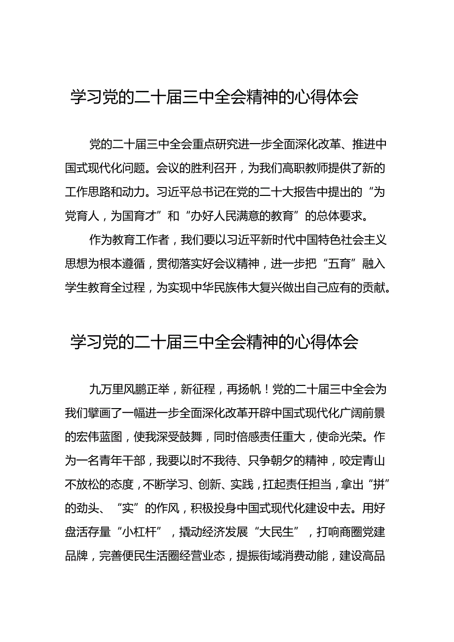 学习党的二十三中全会精神的心得体会发言材料合集二十七篇.docx_第1页