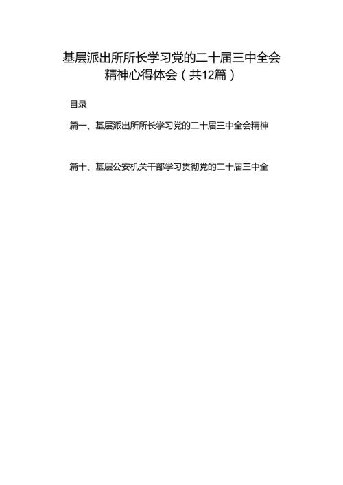 基层派出所所长学习党的二十三中全会精神心得体会（共12篇）.docx