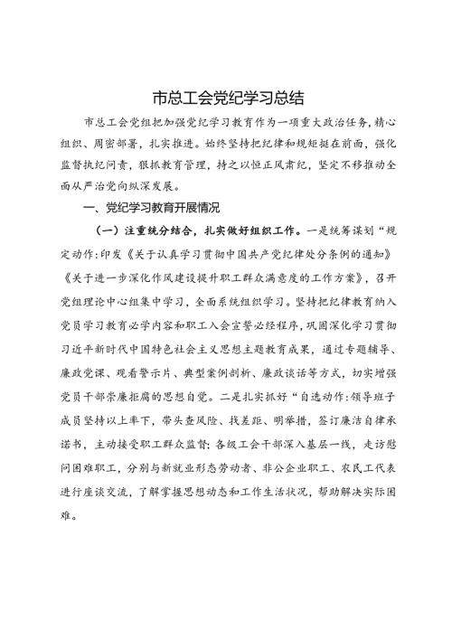 市总工会党纪学习总结.docx