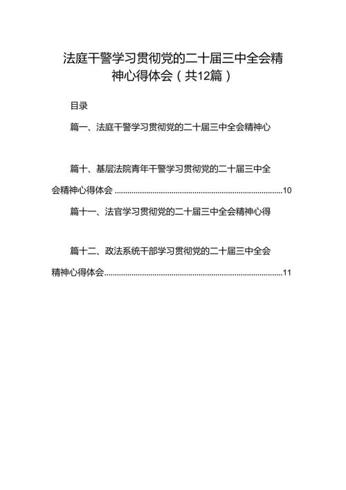 法庭干警学习贯彻党的二十三中全会精神心得体会12篇（最新版）.docx