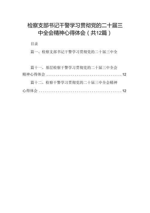 检察支部书记干警学习贯彻党的二十三中全会精神心得体会12篇（精选）.docx