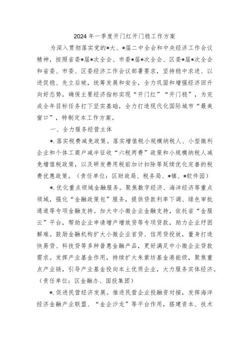 2024年一季度开门红开门稳工作方案.docx