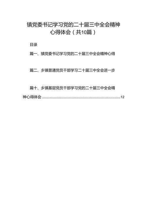 镇党委书记学习党的二十三中全会精神心得体会10篇（详细版）.docx