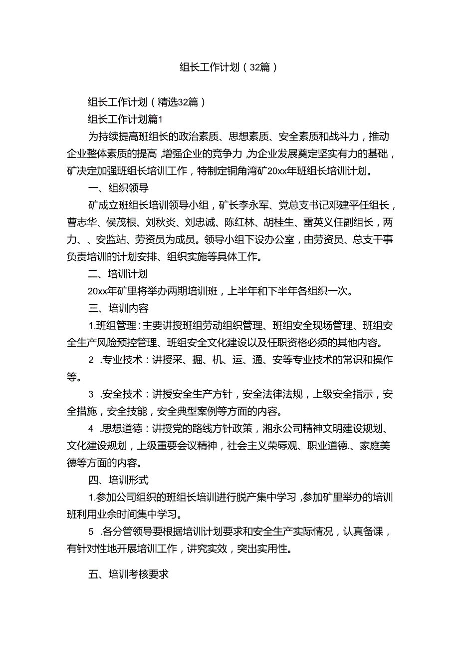 组长工作计划（32篇）.docx_第1页