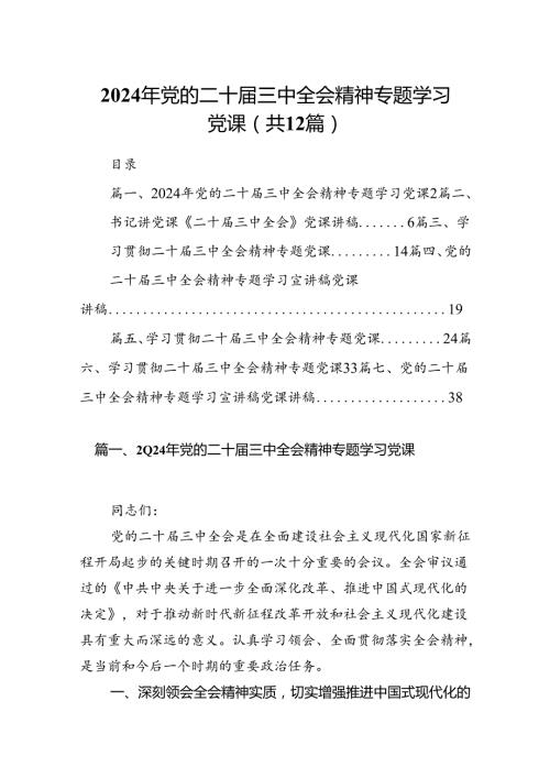 （12篇）2024年党的二十三中全会精神专题学习党课通用精选.docx