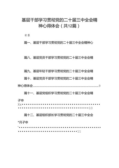 基层干部学习贯彻党的二十三中全会精神心得体会12篇（详细版）.docx